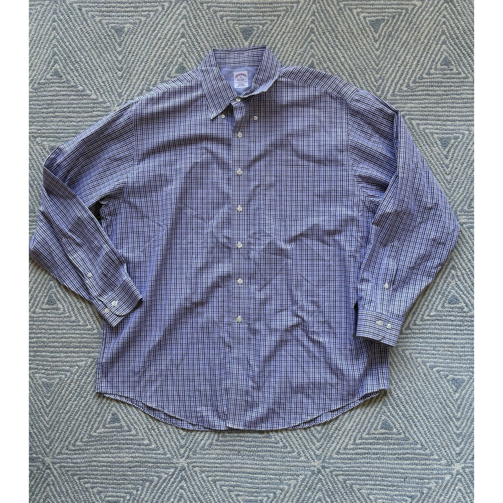 Brooks Brothers Long Sleeve Button Shirt - Purple/White‎ Check - XL